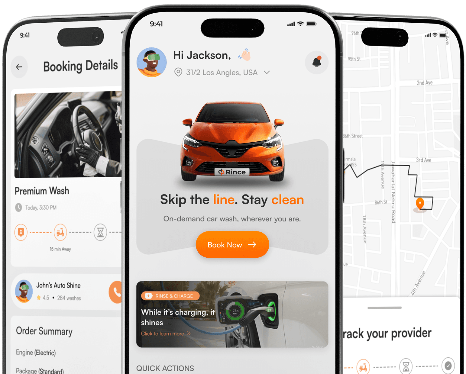 Rince Mobile App Interfaces